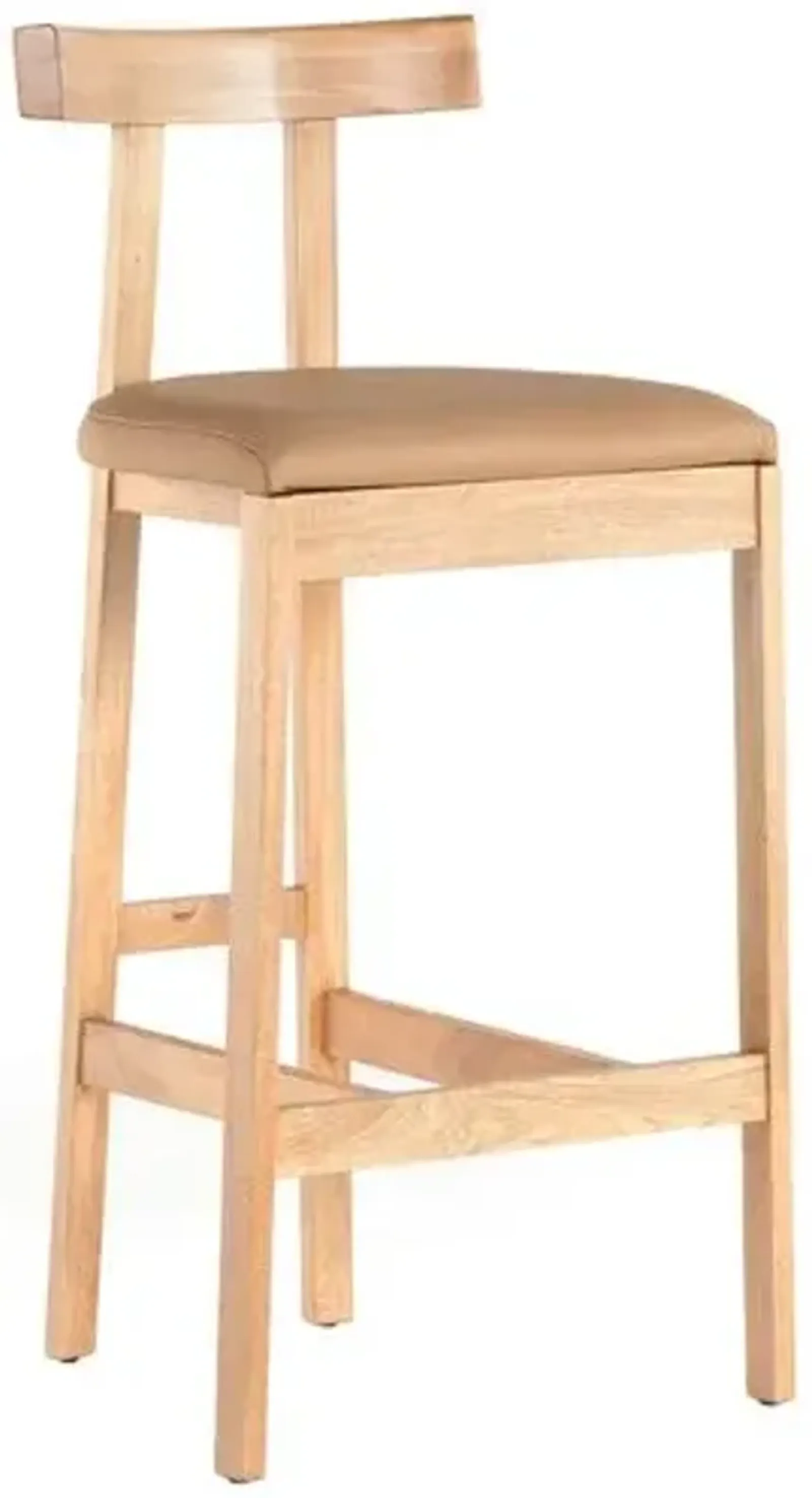 Oscar Leather Barstool - Natural - Brown