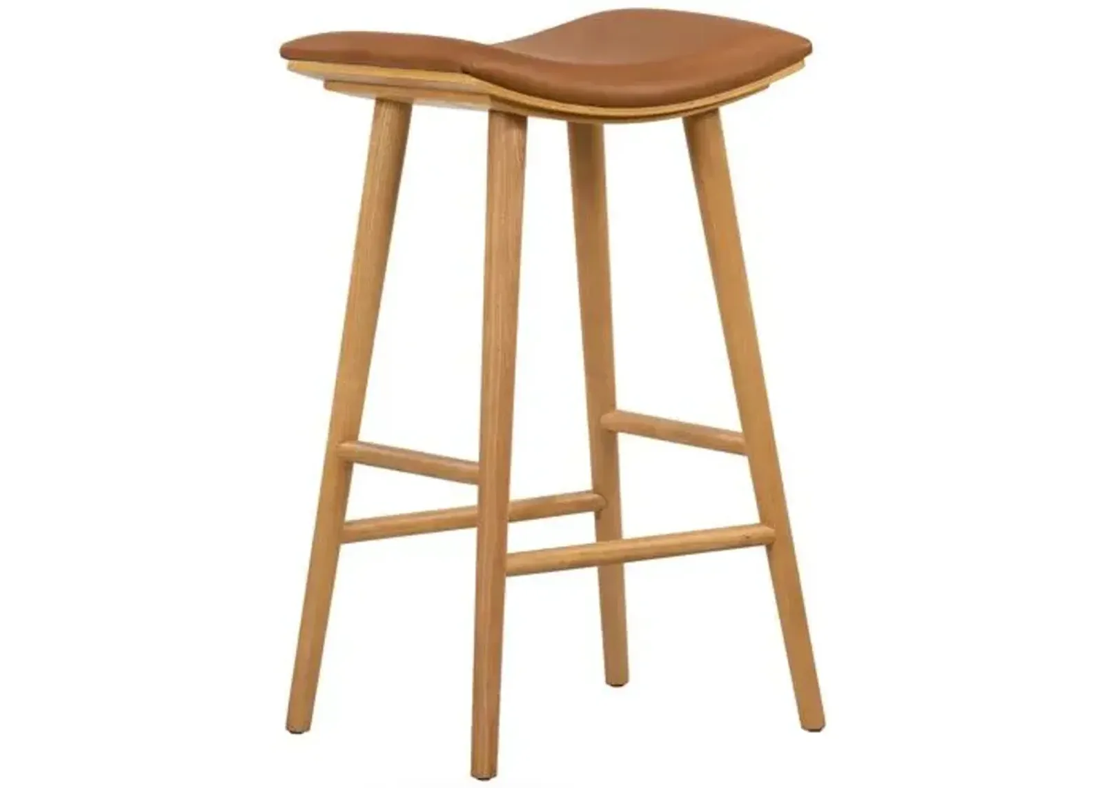 Hue Leather Barstool - Natural/Butterscotch - Brown