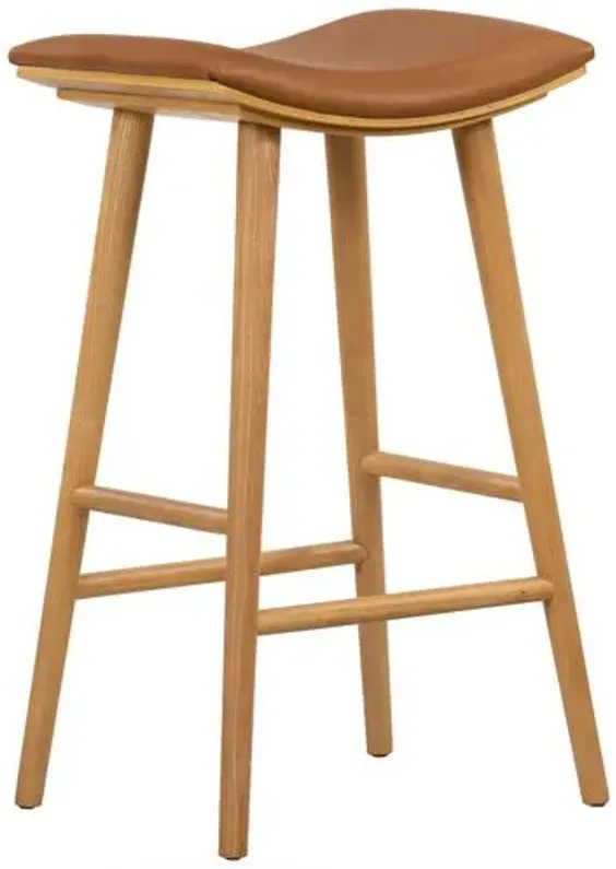 Hue Leather Barstool - Natural/Butterscotch - Brown