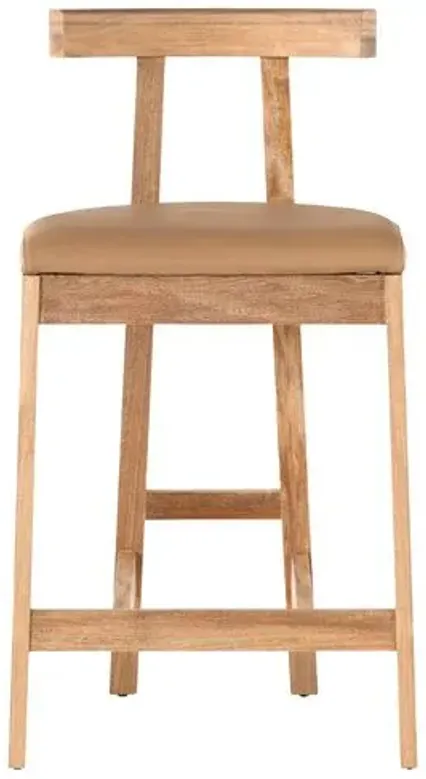 Oscar Leather Counter Stool - Natural