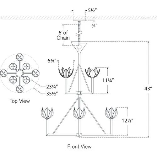 Visual Comfort - Alberto Medium Two-Tier Chandelier - Bronze Leaf - Brown