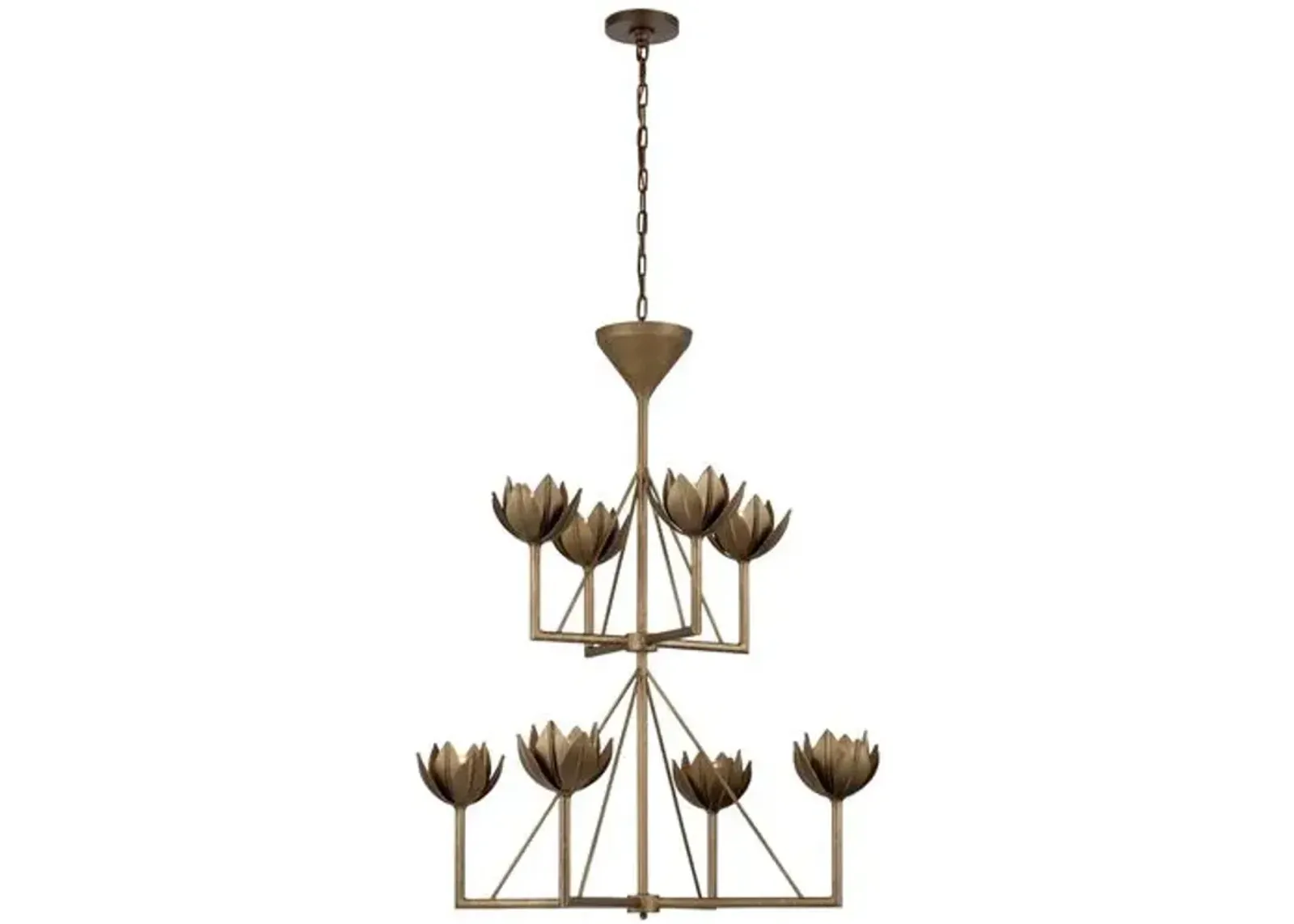 Visual Comfort - Alberto Medium Two-Tier Chandelier - Bronze Leaf - Brown