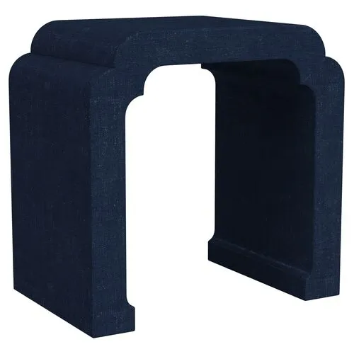 Kos Raffia Waterfall Side Table - Navy - Blue