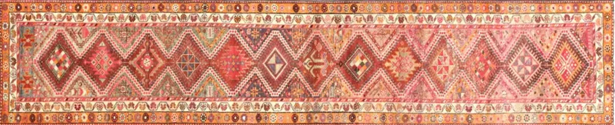 1960s Turkish Oushak Runner - 2'9" x13'6" - Nalbandian - Orange