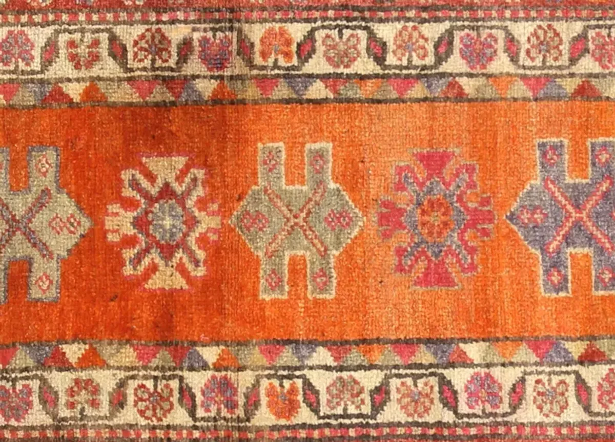 1960s Turkish Oushak Runner - 3' x 12'9" - Nalbandian - Orange