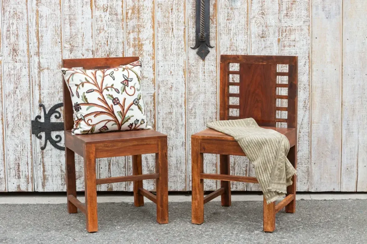 Indian Rustic Colonial Chairs - set of 2 - de-cor - Brown