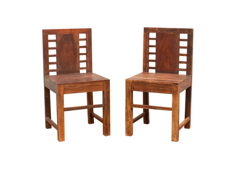 Indian Rustic Colonial Chairs - set of 2 - de-cor - Brown