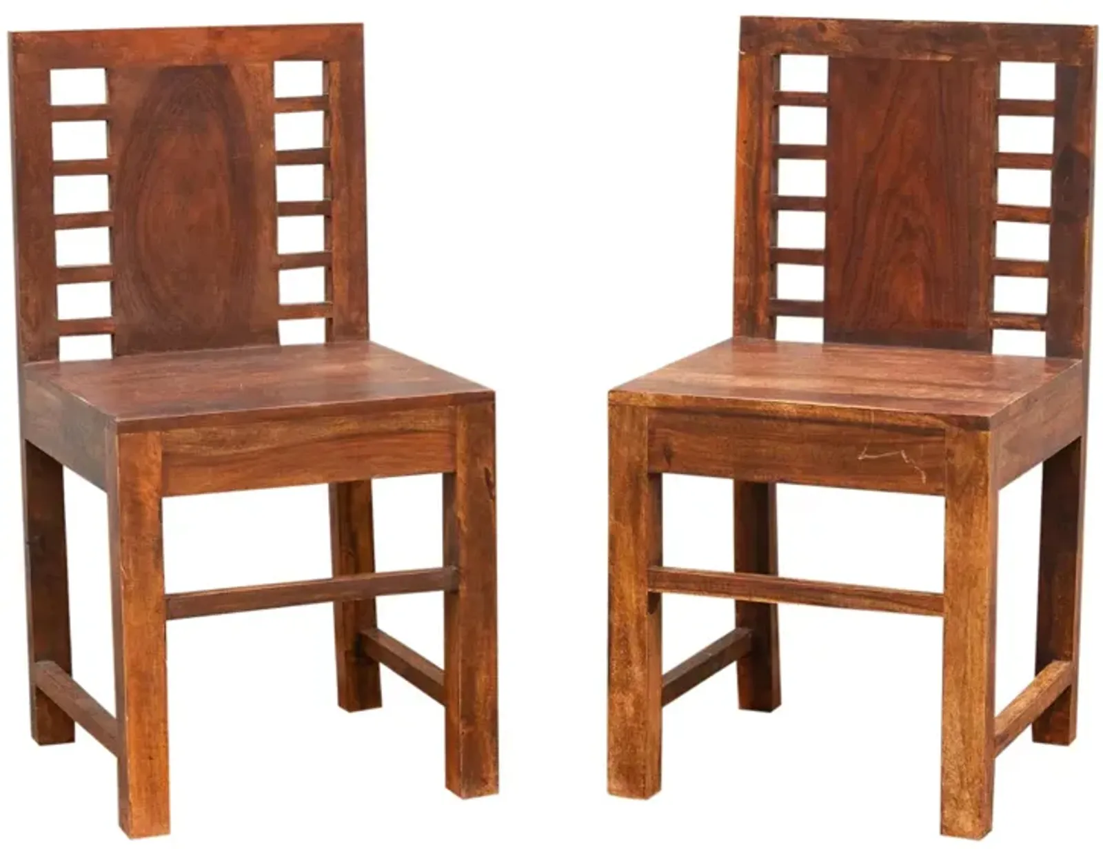 Indian Rustic Colonial Chairs - set of 2 - de-cor - Brown