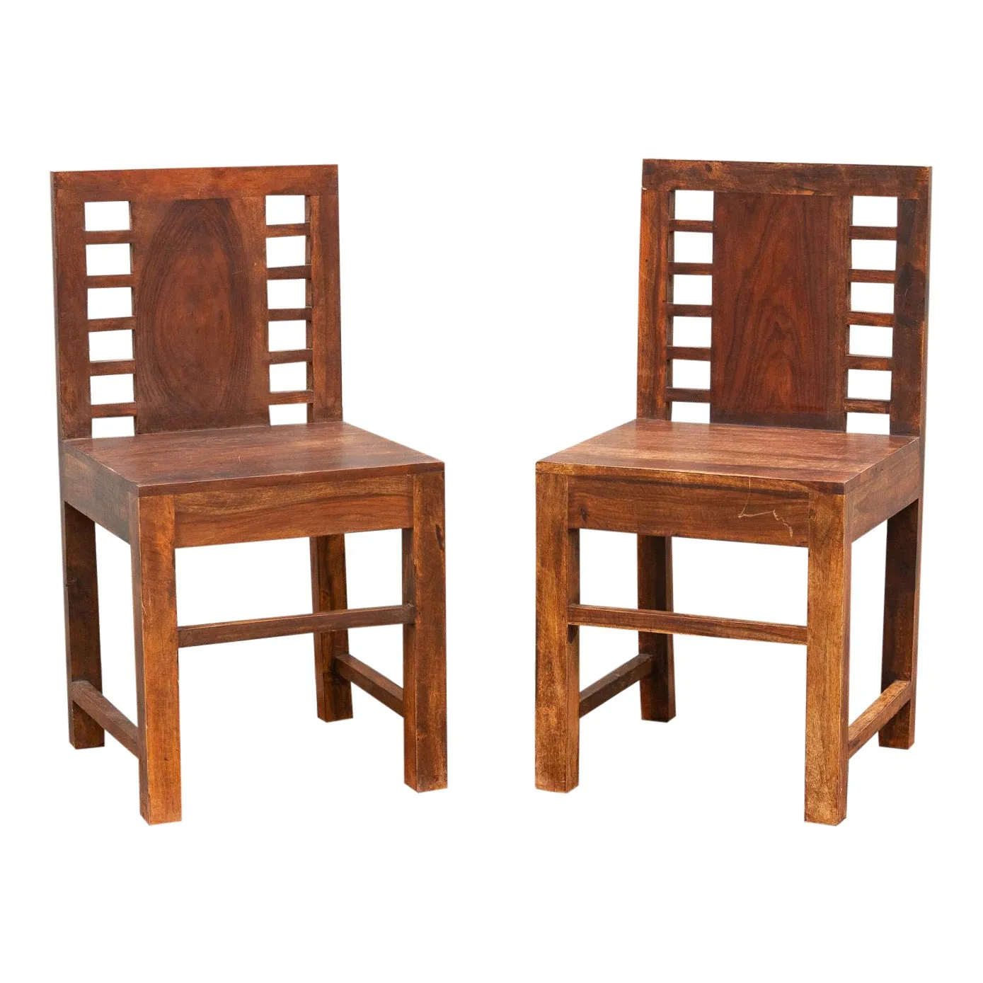 Indian Rustic Colonial Chairs - set of 2 - de-cor - Brown