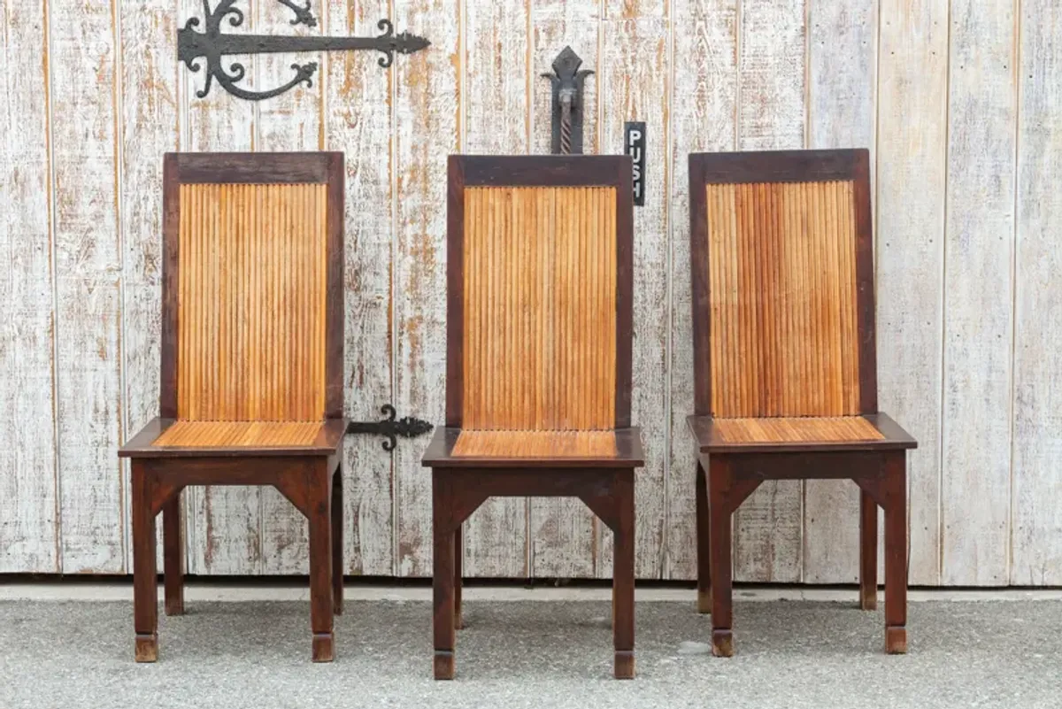 Tall Plantation Bamboo & Teak Chair - de-cor - Brown