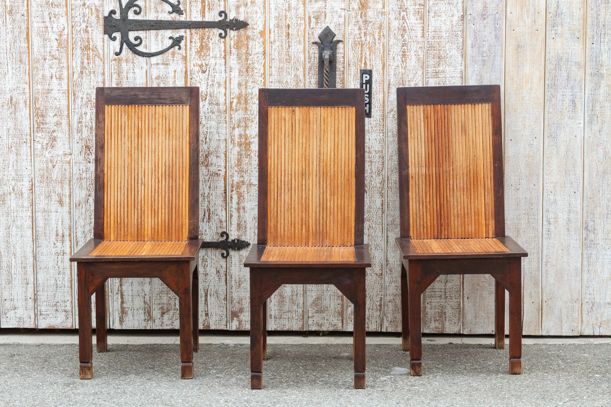 Tall Plantation Bamboo & Teak Chair - de-cor - Brown