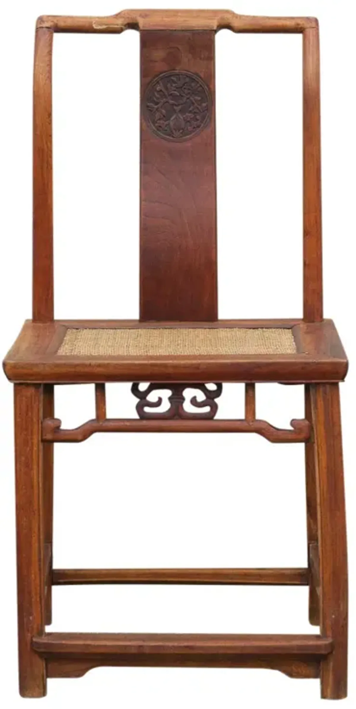 Antique Carved Elm Wood Chinese Chair - de-cor - Brown