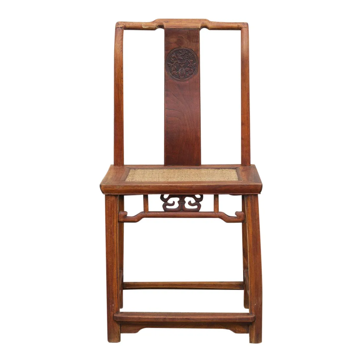 Antique Carved Elm Wood Chinese Chair - de-cor - Brown