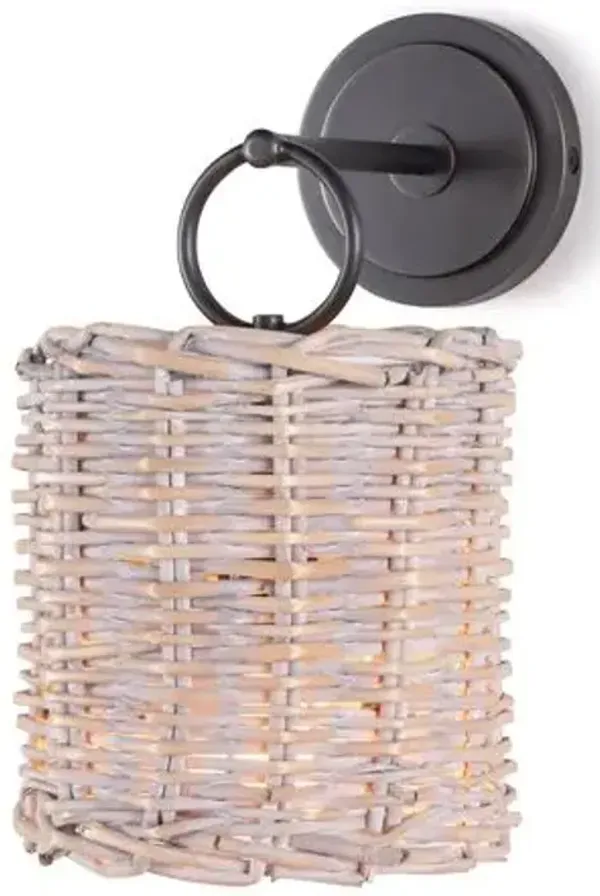 Nantucket Wicker Sconce - Bronze - Regina Andrew - Black