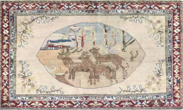 1960s Turkish Oushak Rug - 2'11" x 4'11" - Nalbandian - Red - Red