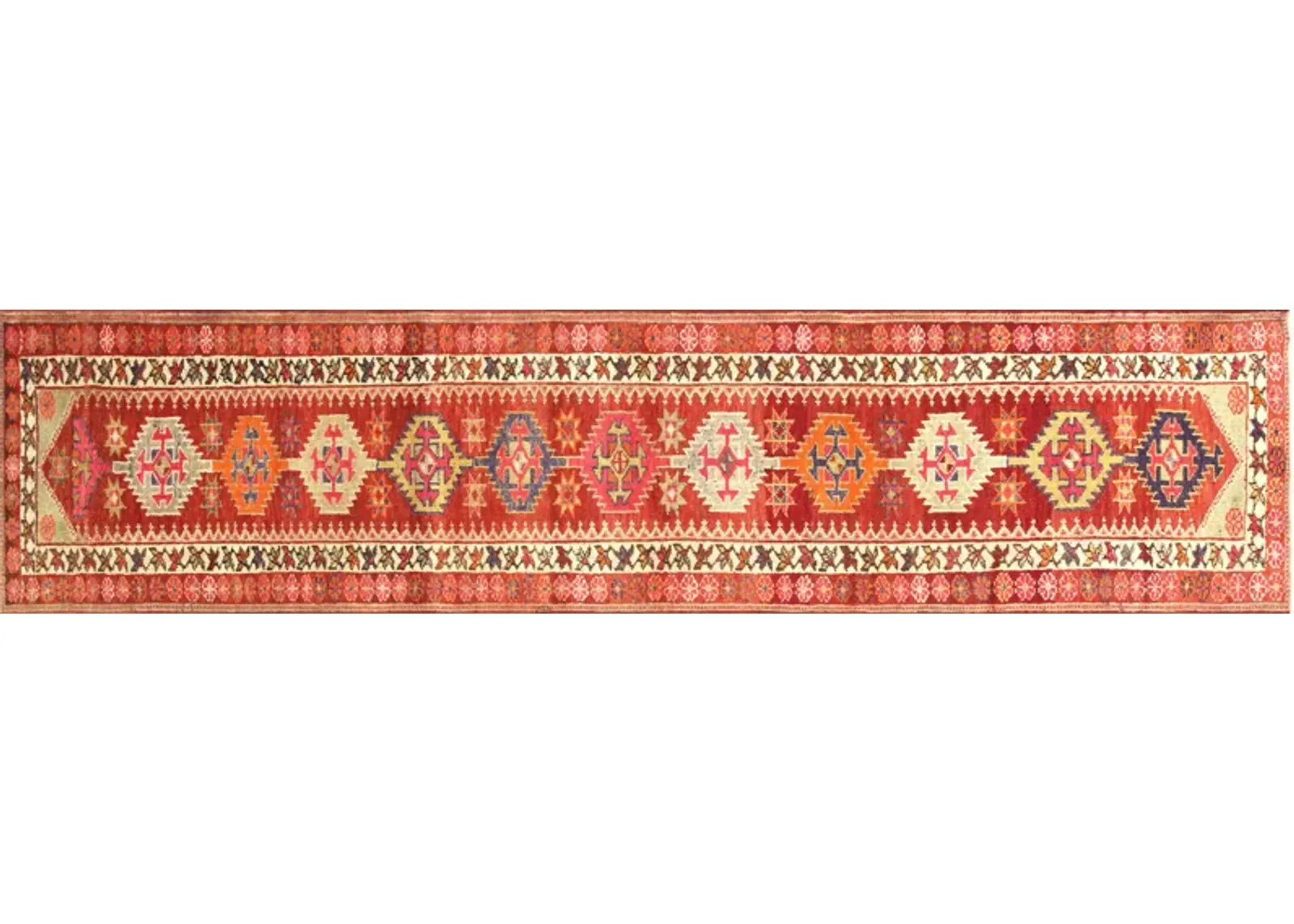 1960s Turkish Oushak Runner - 2'10"x12'2" - Nalbandian - Red