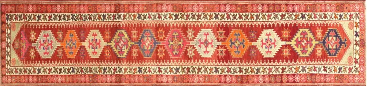 1960s Turkish Oushak Runner - 2'10"x12'2" - Nalbandian - Red