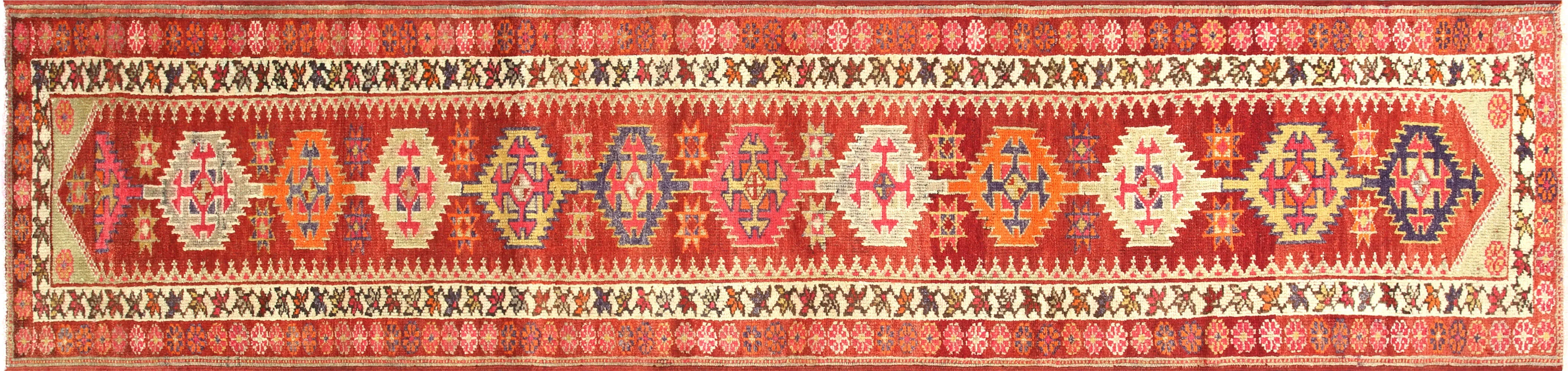 1960s Turkish Oushak Runner - 2'10"x12'2" - Nalbandian - Red