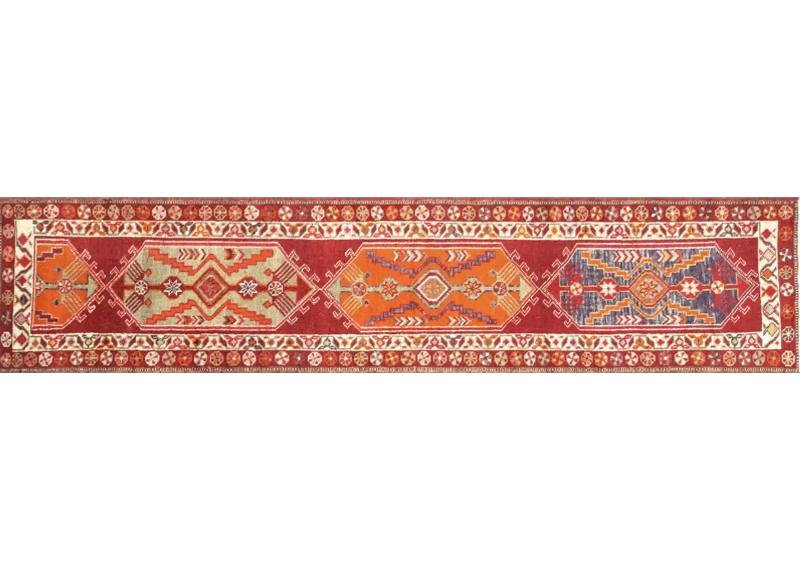 1960s Turkish Oushak Runner - 2'10"x13'1" - Nalbandian - Red