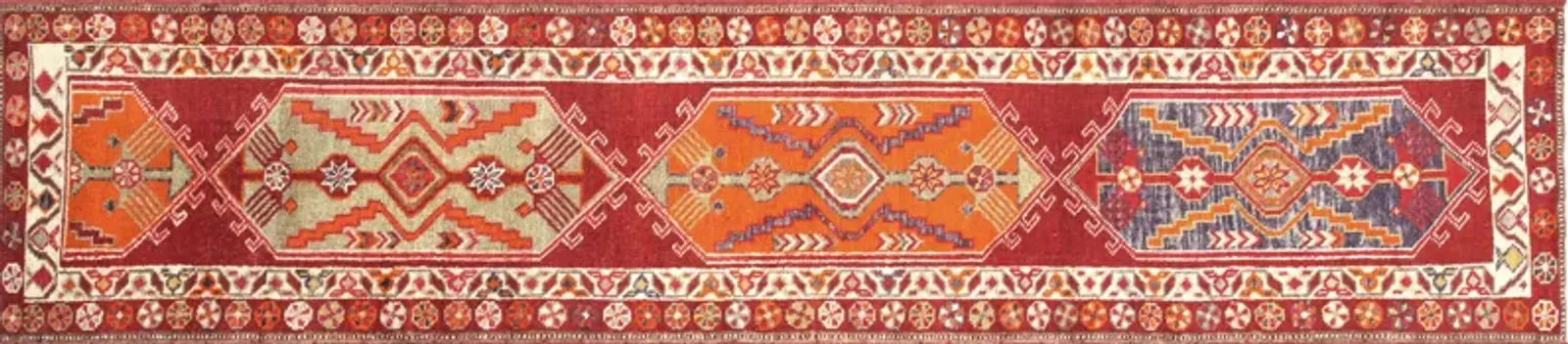 1960s Turkish Oushak Runner - 2'10"x13'1" - Nalbandian - Red