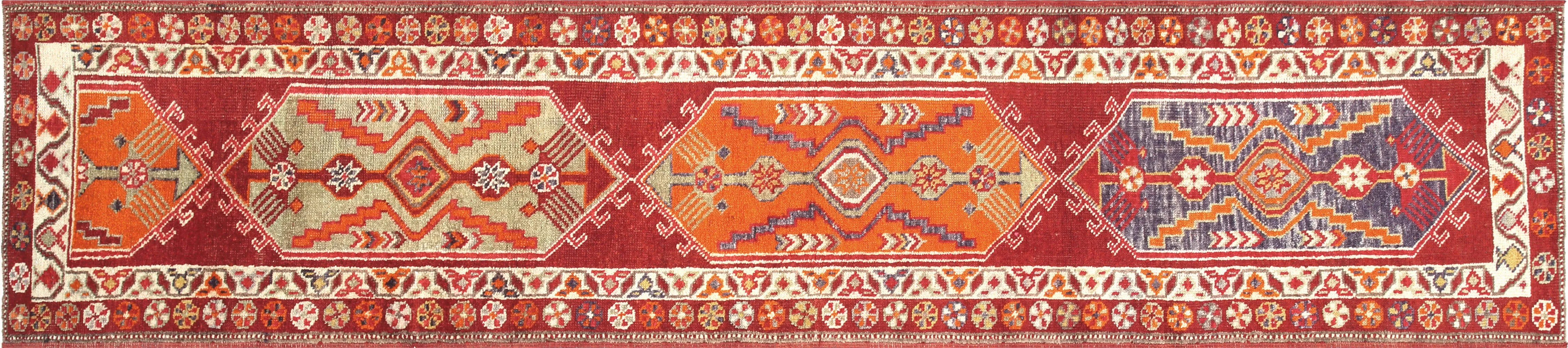 1960s Turkish Oushak Runner - 2'10"x13'1" - Nalbandian - Red