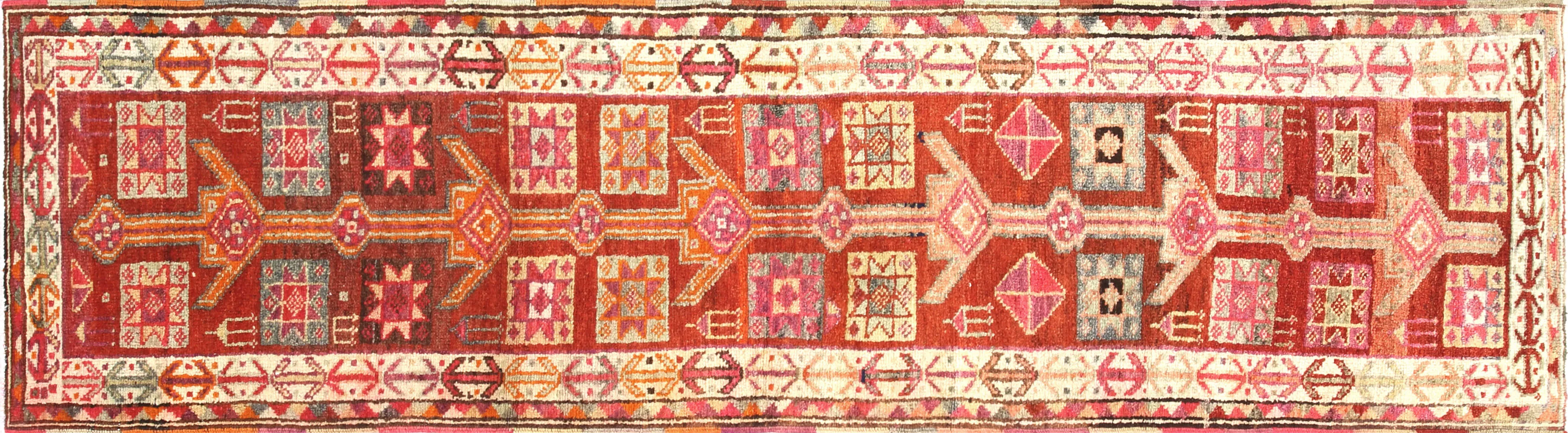 1960s Turkish Oushak Runner - 2'9" x10'4" - Nalbandian - Orange