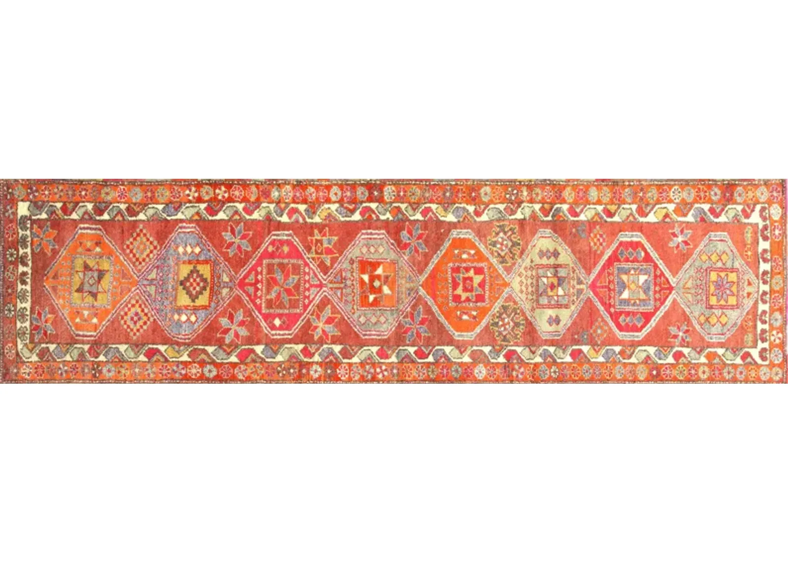 1960s Turkish Oushak Runner - 2'10"x10'9" - Nalbandian - Orange