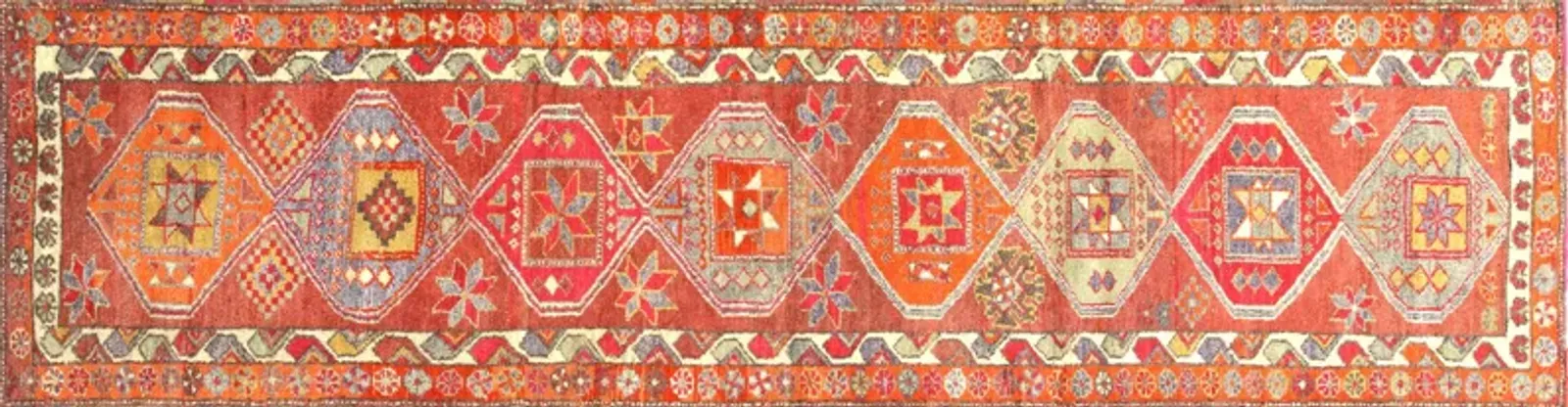 1960s Turkish Oushak Runner - 2'10"x10'9" - Nalbandian - Orange