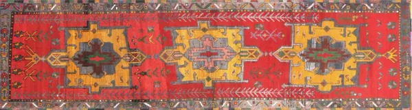 1960s Turkish Oushak Runner - 3'2" x11'9" - Nalbandian - Red