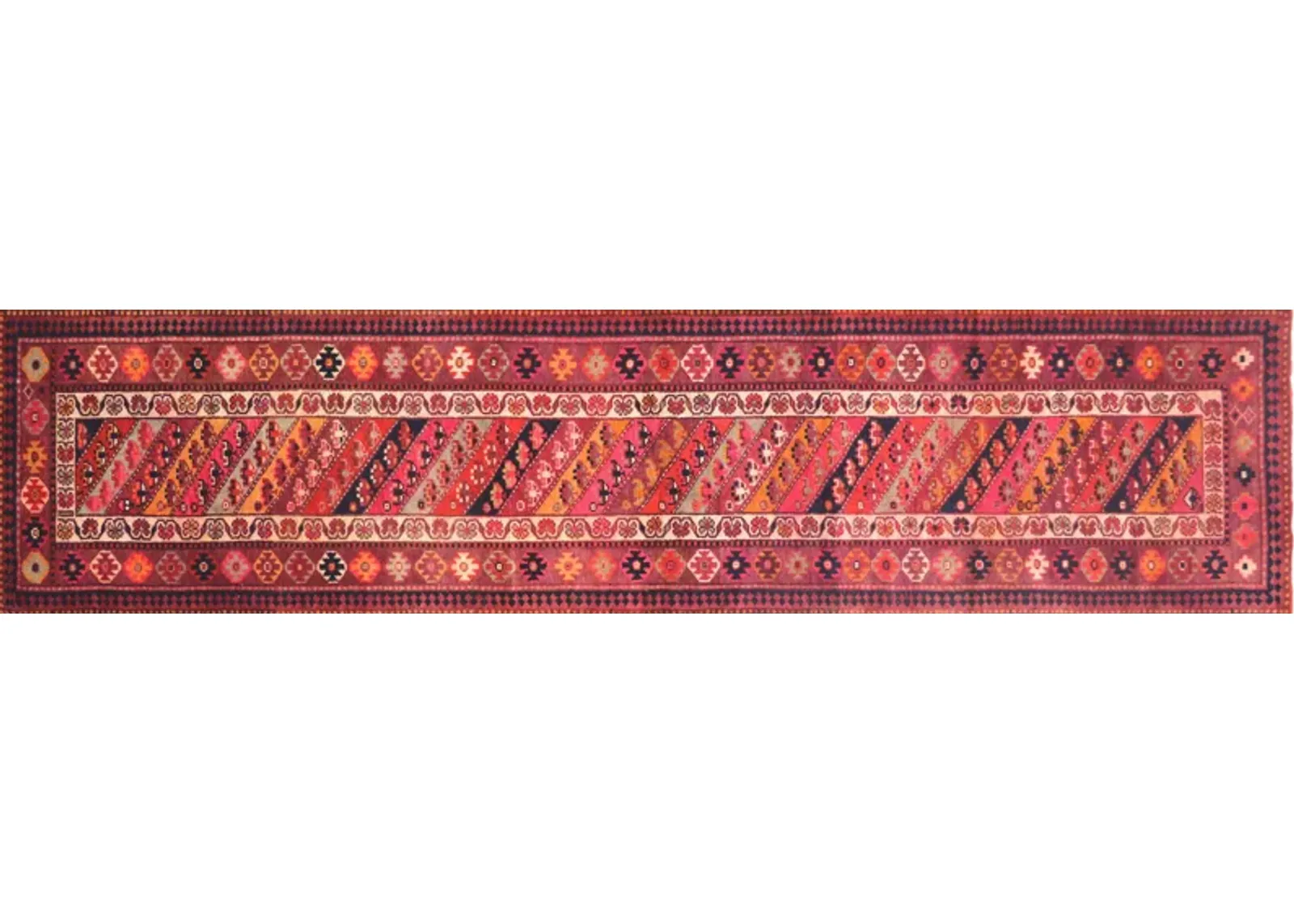 1960s Turkish Oushak Runner - 3'3" x13'7" - Nalbandian - Pink