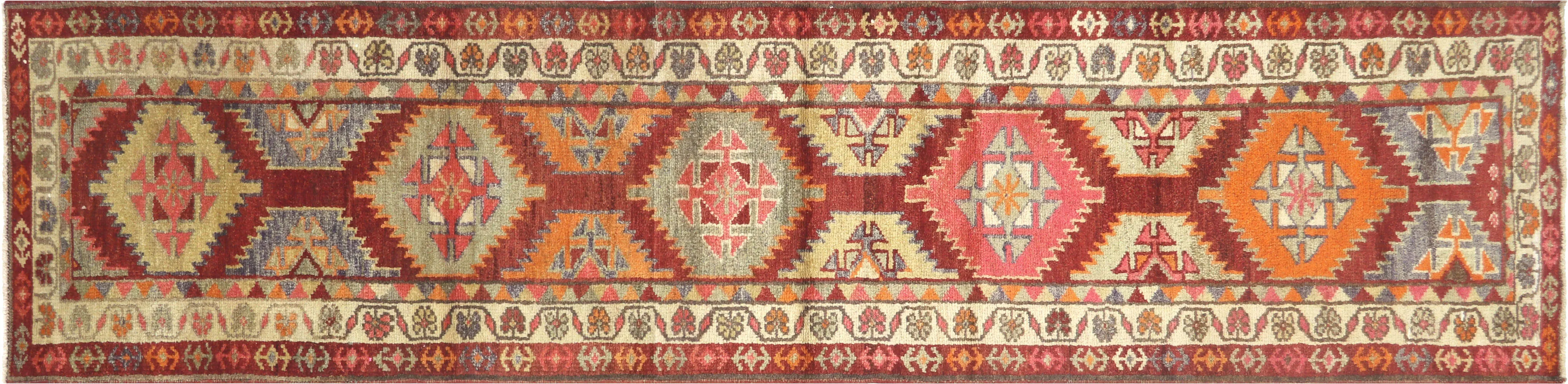 1960s Turkish Oushak Runner - 2'9" x11'3" - Nalbandian - Red