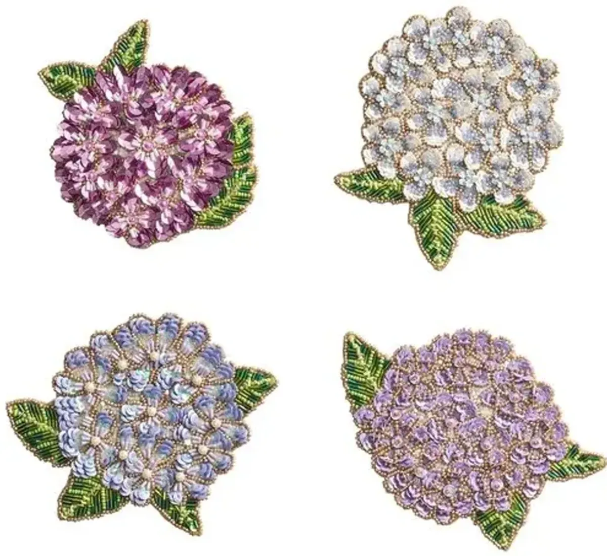 Set of 4 Hydrangea Coasters - Kim Seybert - Handcrafted - Multi