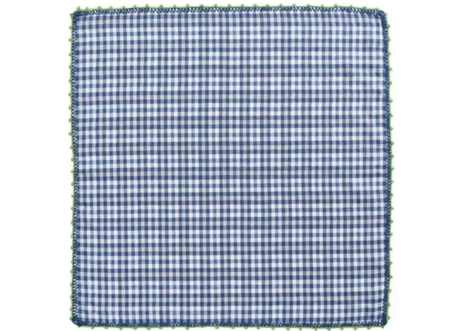 Set of 4 Check Napkins - White/Blue - Kim Seybert