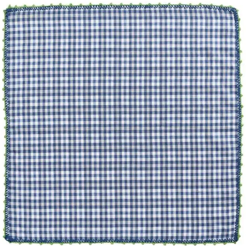 Set of 4 Check Napkins - White/Blue - Kim Seybert