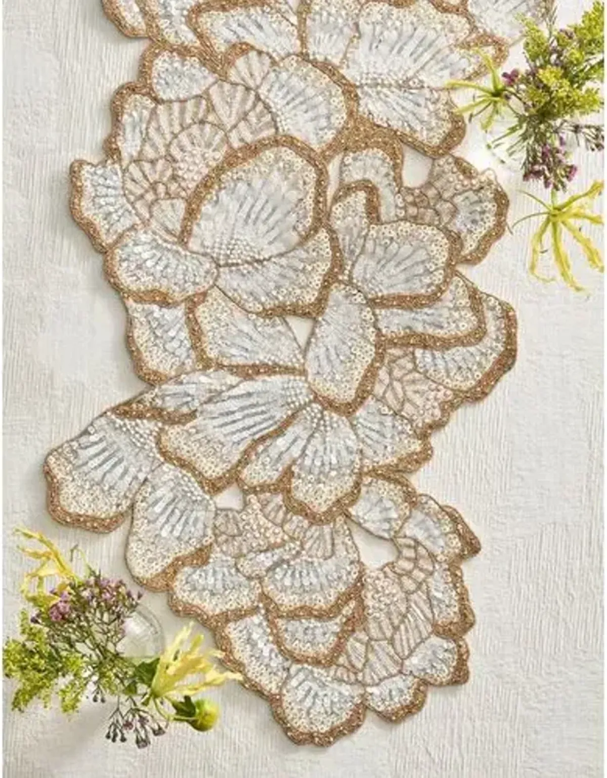 Botanica Runner - White/Gold - Kim Seybert