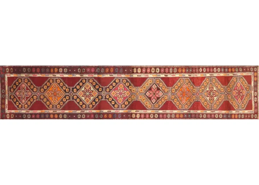 1960s Turkish Oushak Runner - 2'7" x12'9" - Nalbandian - Red