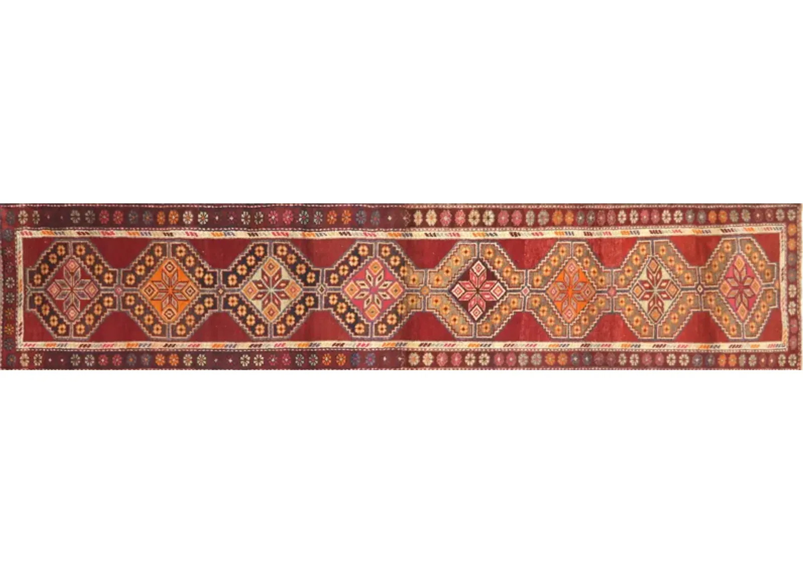 1960s Turkish Oushak Runner - 2'7" x12'9" - Nalbandian - Red