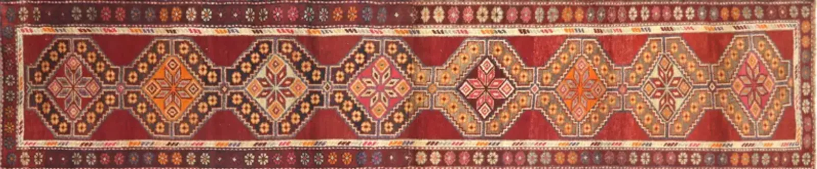 1960s Turkish Oushak Runner - 2'7" x12'9" - Nalbandian - Red