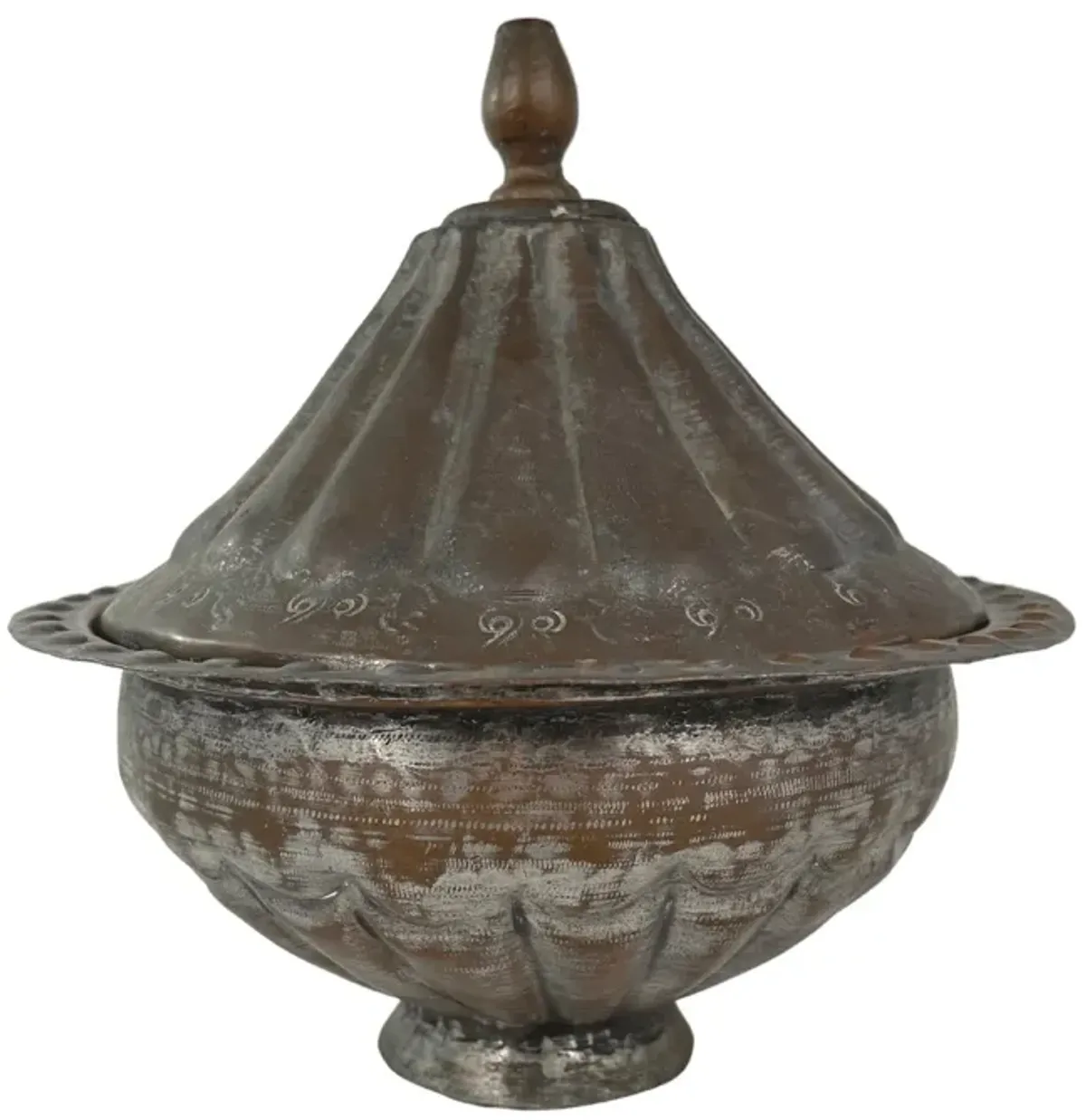 Antique Copper Pedestal Bowl - G3Q Designs - Brown