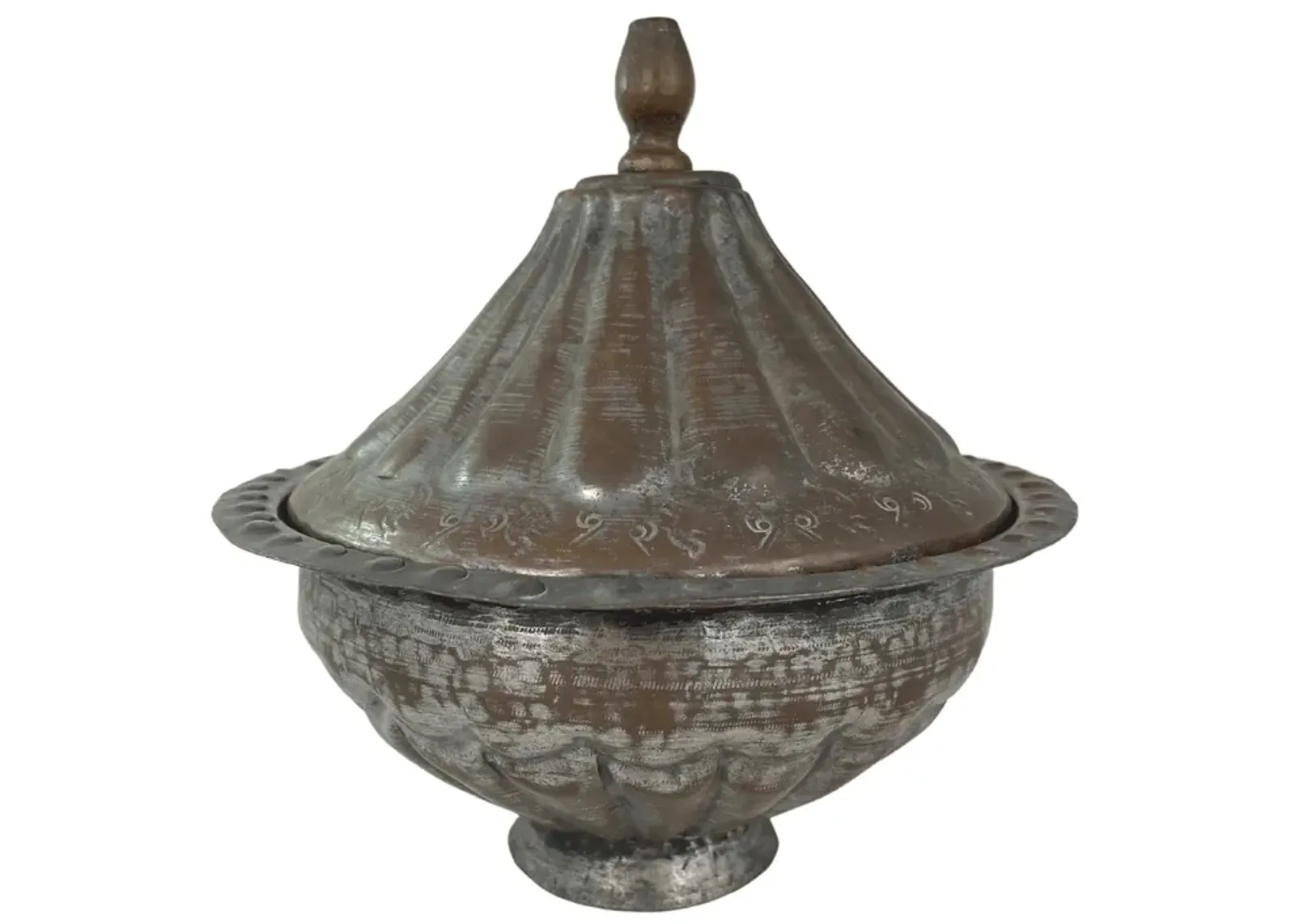 Antique Copper Pedestal Bowl - G3Q Designs - Brown