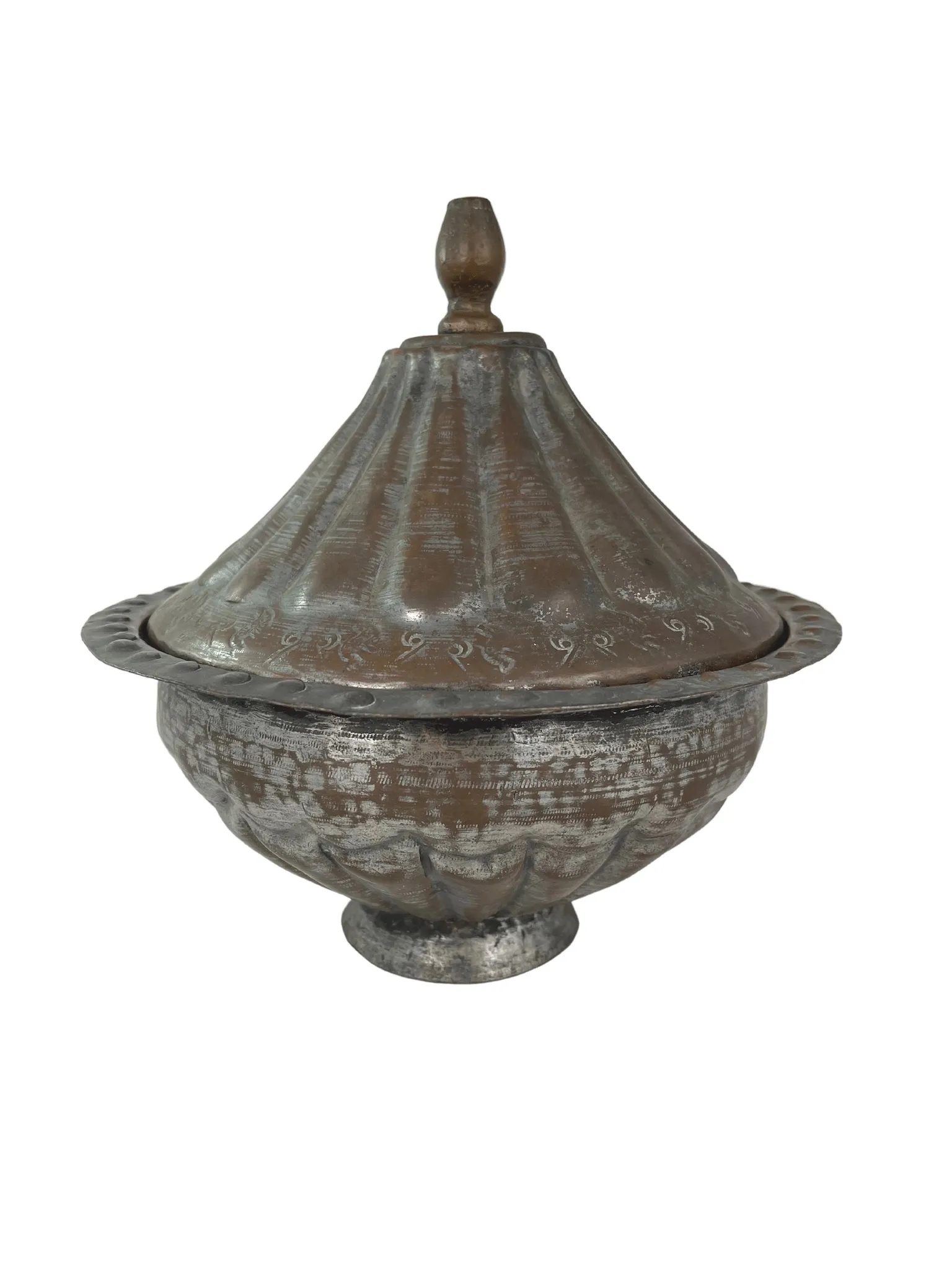 Antique Copper Pedestal Bowl - G3Q Designs - Brown