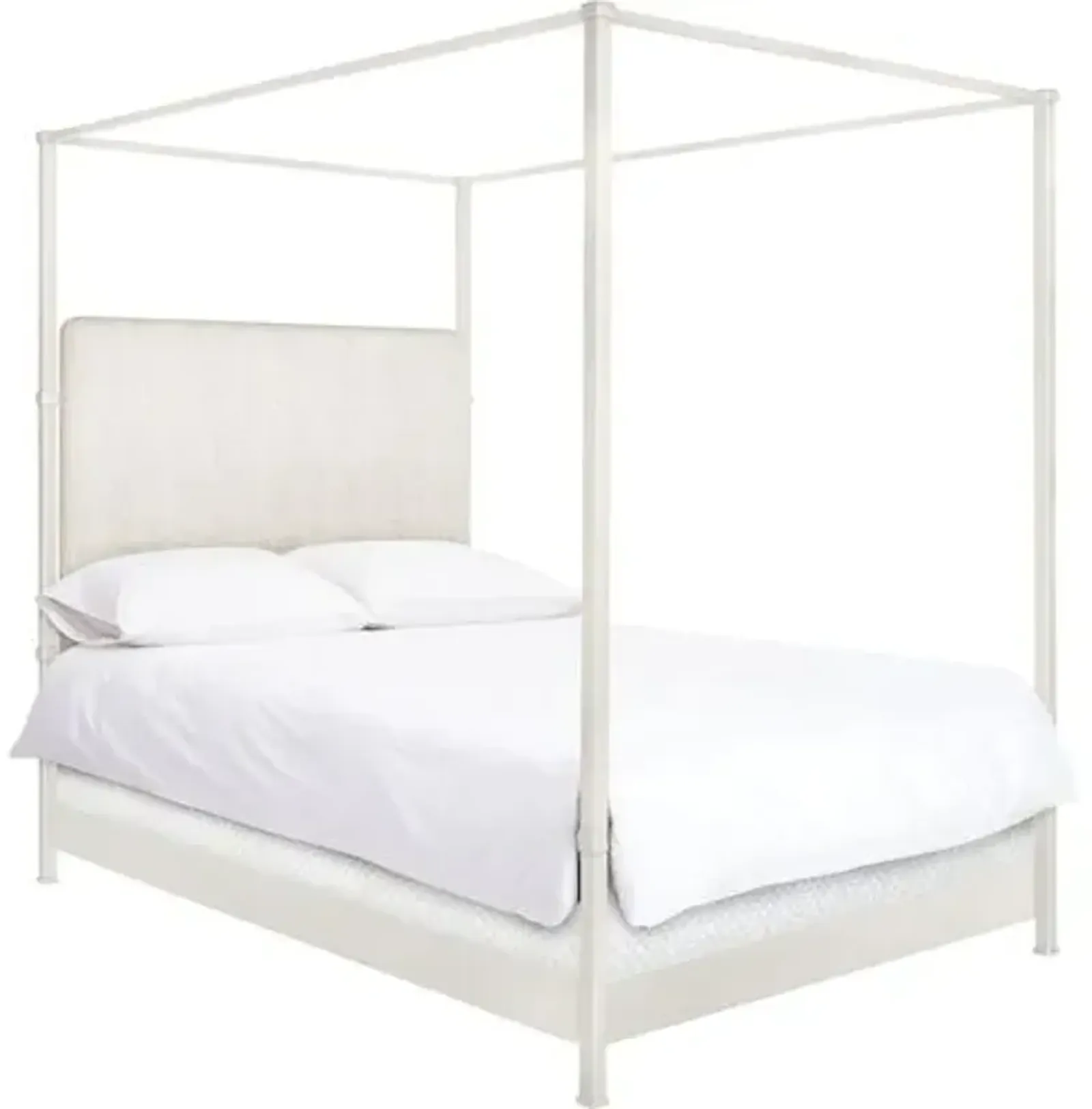 Amalfi Canopy Bed - White, Upholstered Headboard