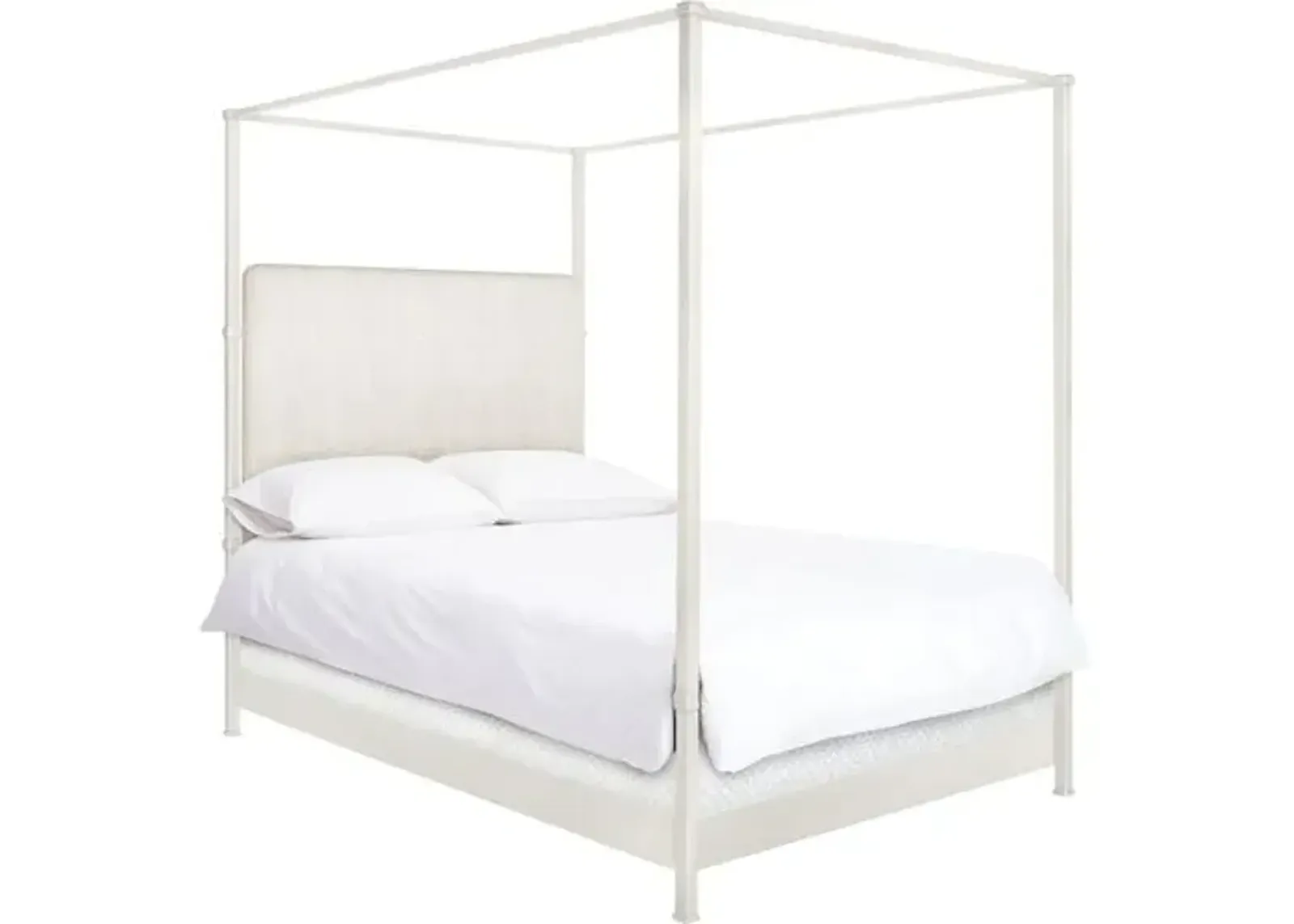 Amalfi Canopy Bed - White, Upholstered Headboard