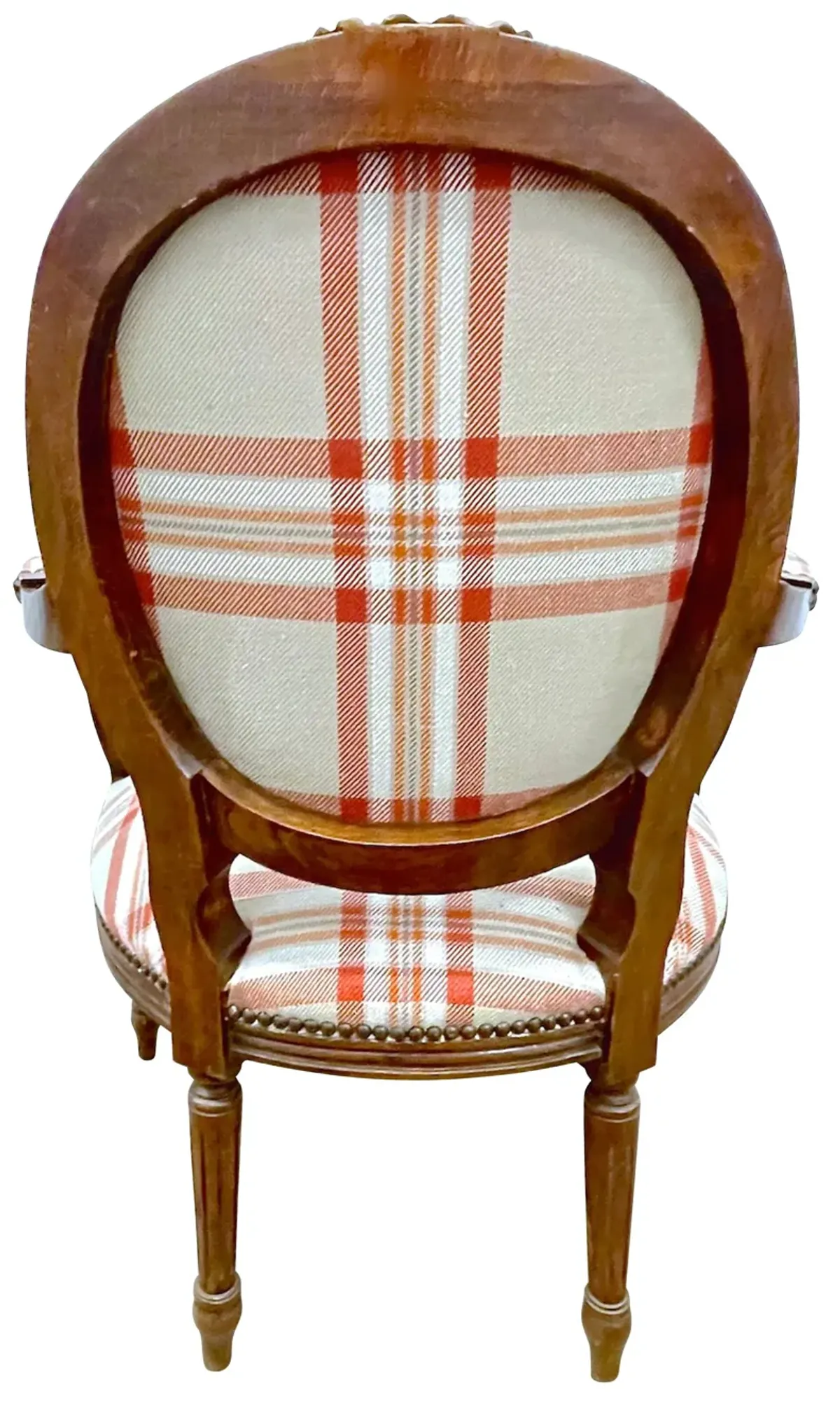 Antique Medallion Back Plaid Armchair - Vermilion Designs - Brown