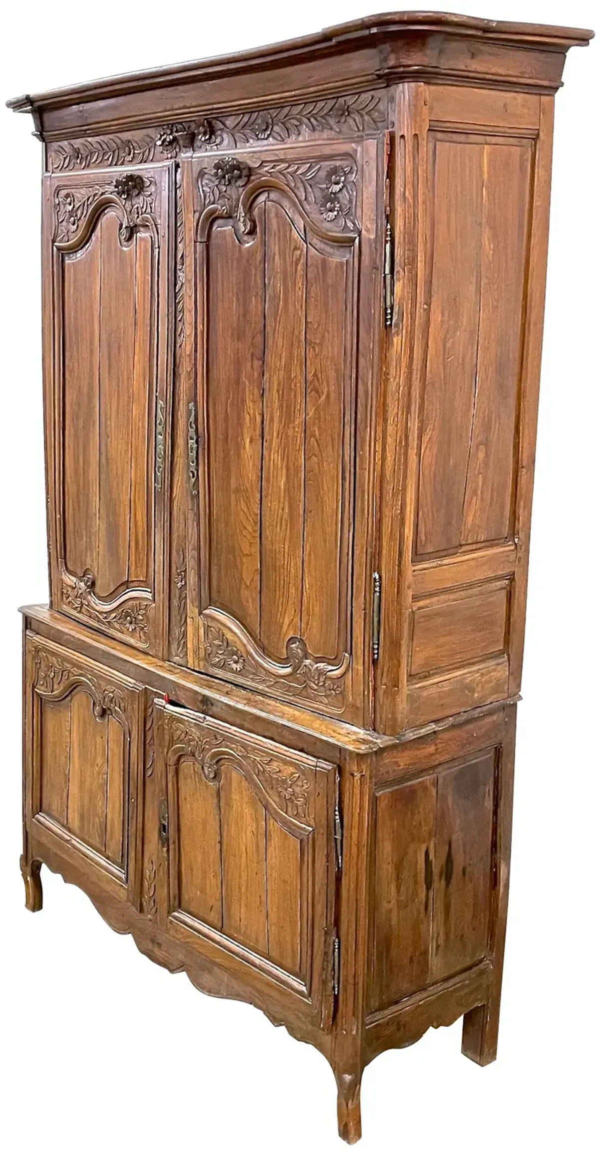 Antique Hand-Carved French Armoire - Vermilion Designs - Brown