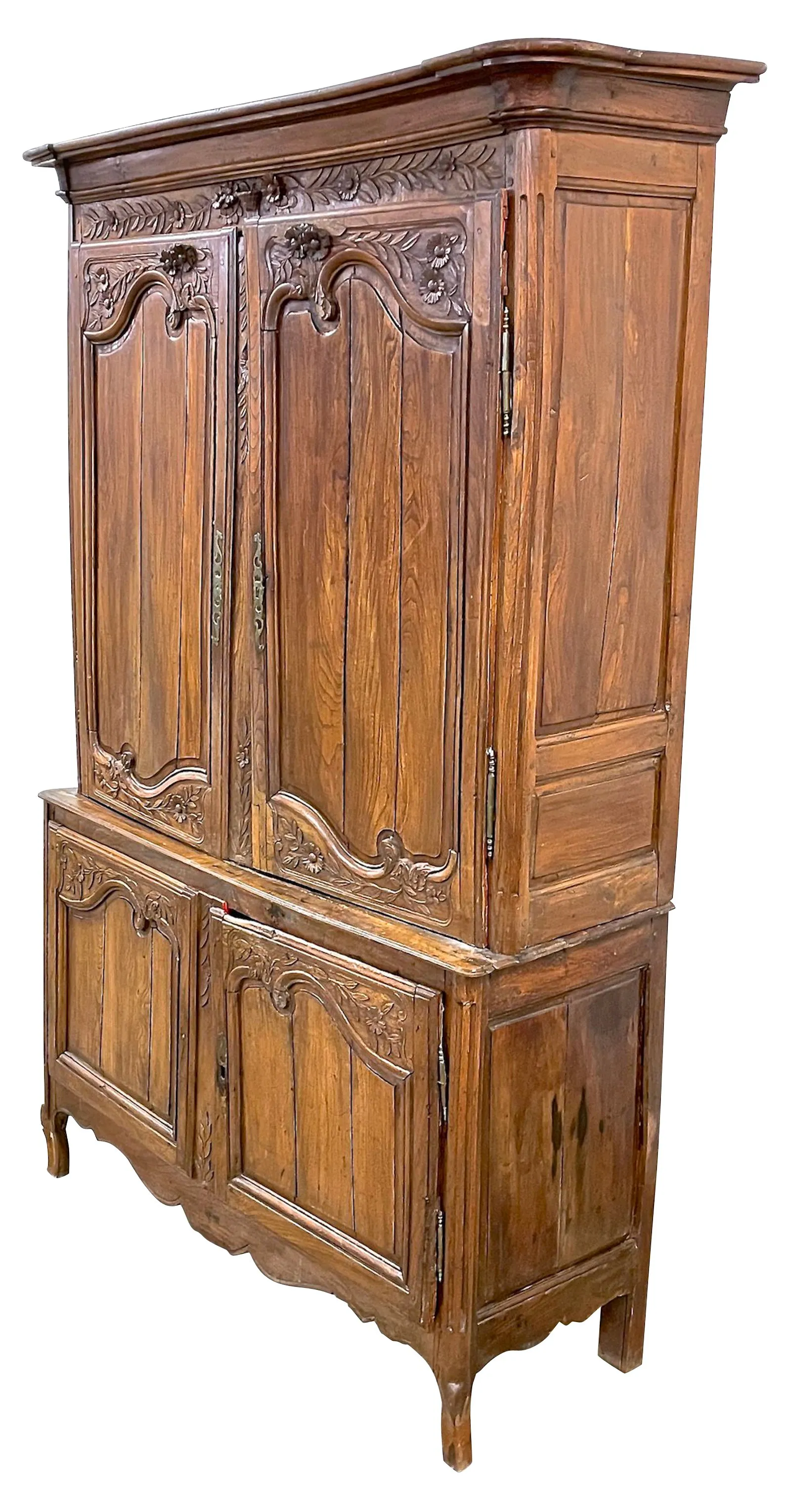 Antique Hand-Carved French Armoire - Vermilion Designs - Brown
