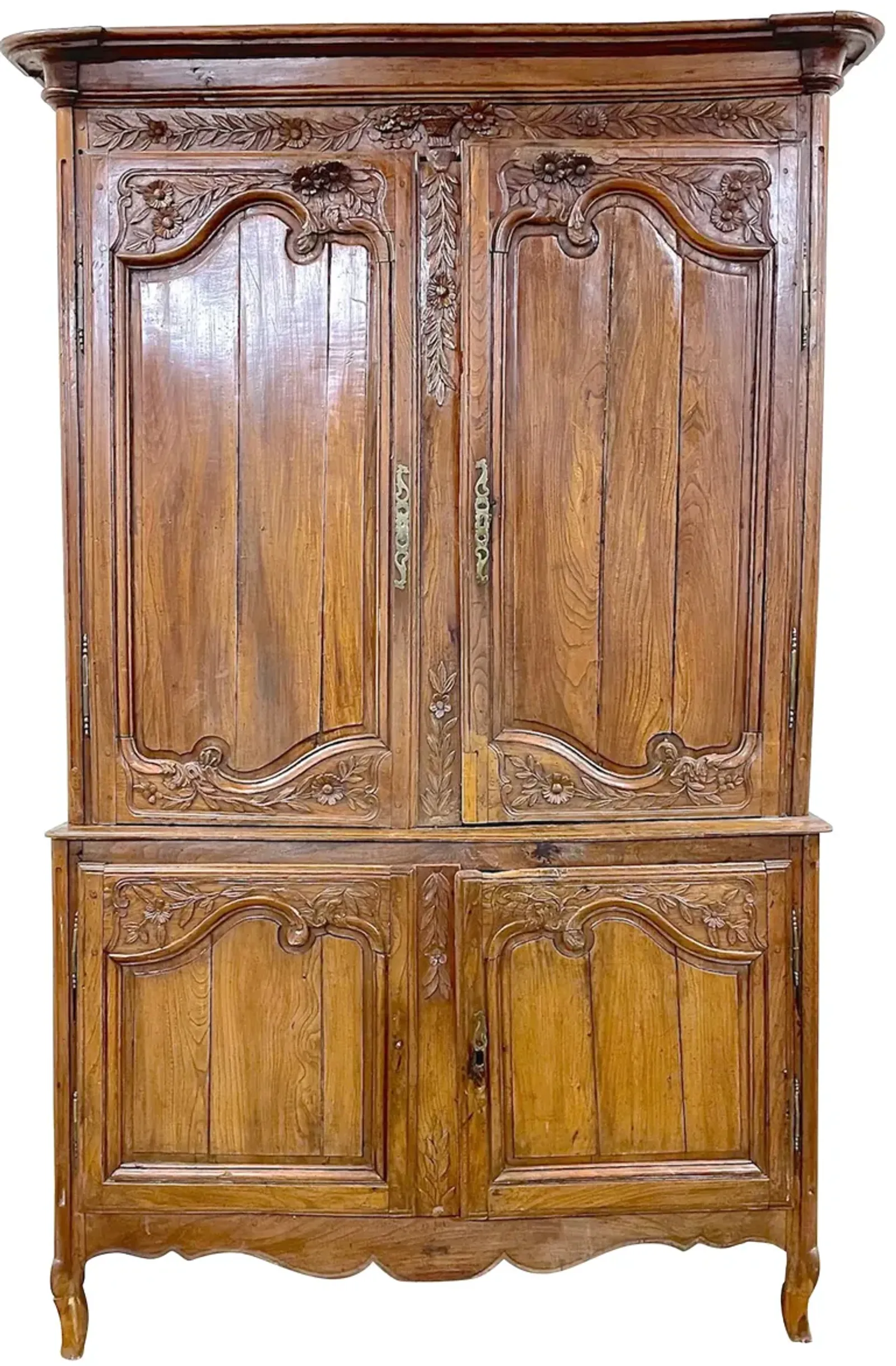 Antique Hand-Carved French Armoire - Vermilion Designs - Brown