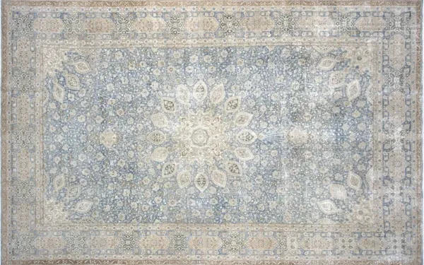 1940s Persian Tabriz Rug - 12'4"x20' - Nalbandian - Blue - Blue
