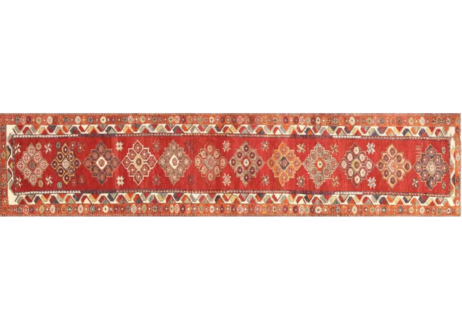 1960s Turkish Oushak Runner - 2'8" x 12' - Nalbandian - Red