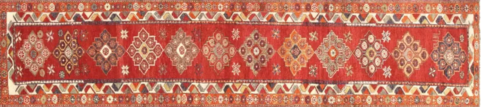 1960s Turkish Oushak Runner - 2'8" x 12' - Nalbandian - Red